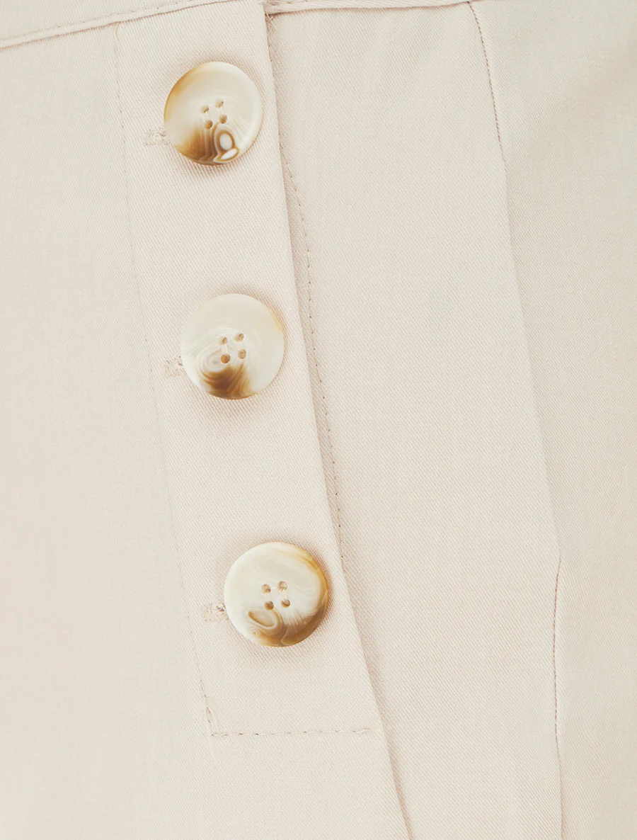 Rechte broek met knoopsluiting aan de zijkanten - Beige - Image 3