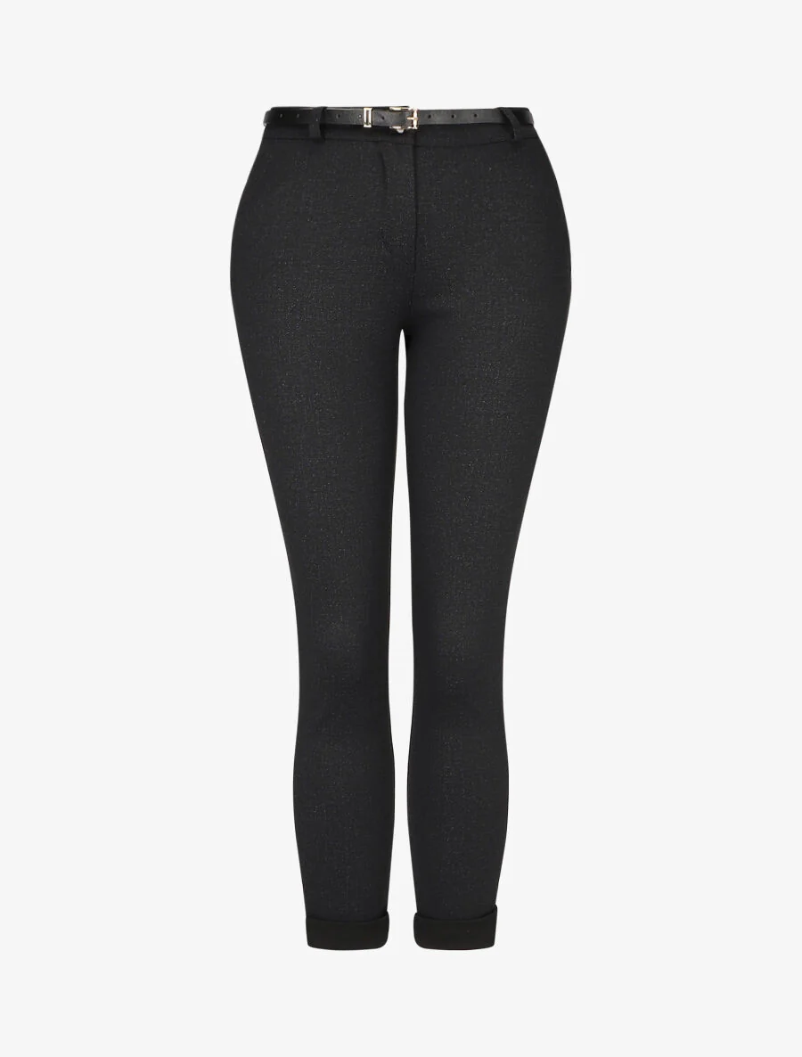 Rechte broek met oprolbare randen - Zwart