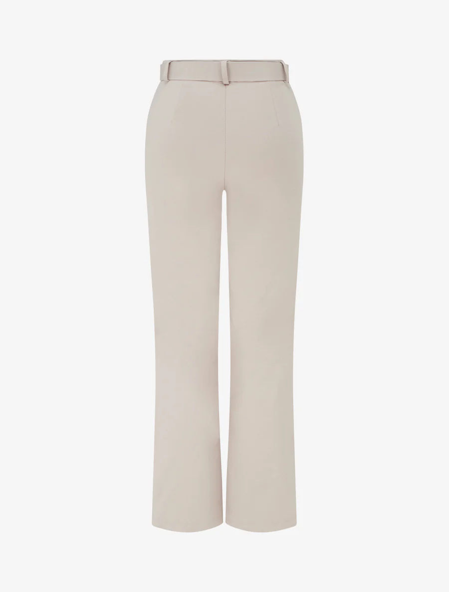 Rechte broek met riem - Beige - Image 2