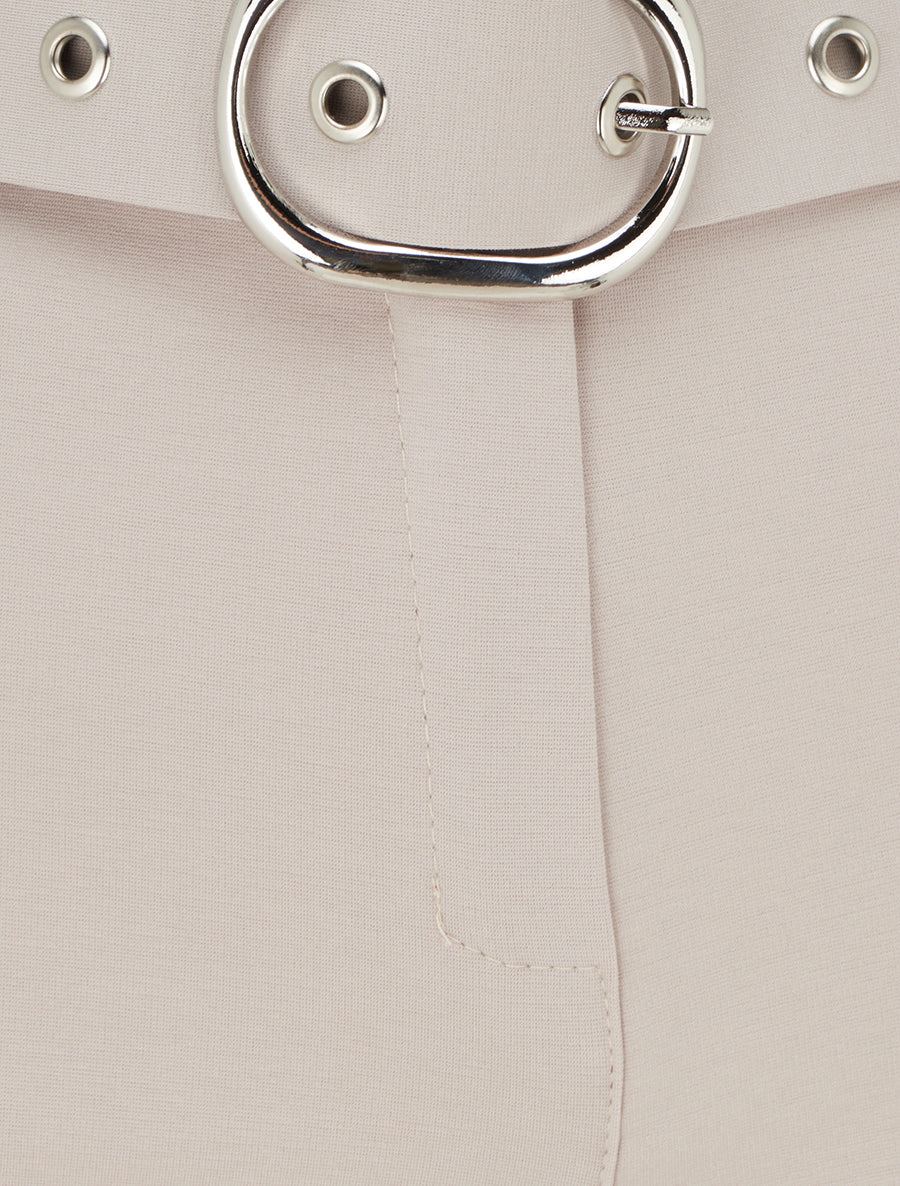 Rechte broek met riem - Beige - Image 3