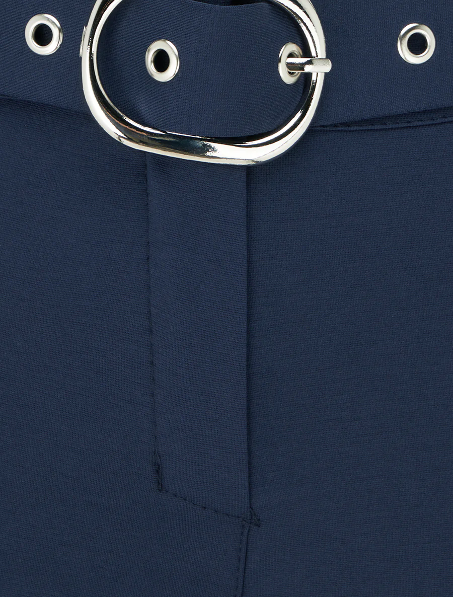 Rechte broek met riem - Marine - Image 3