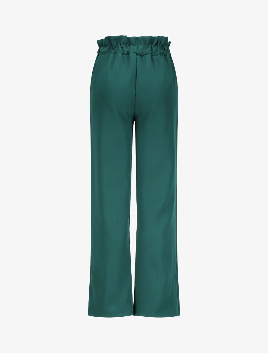 Rechte broek met knopen en gestileerde taille - Dennengroen - Image 2