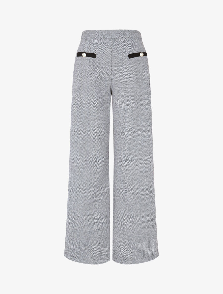 Rechte broek met visgraatprint - zwart