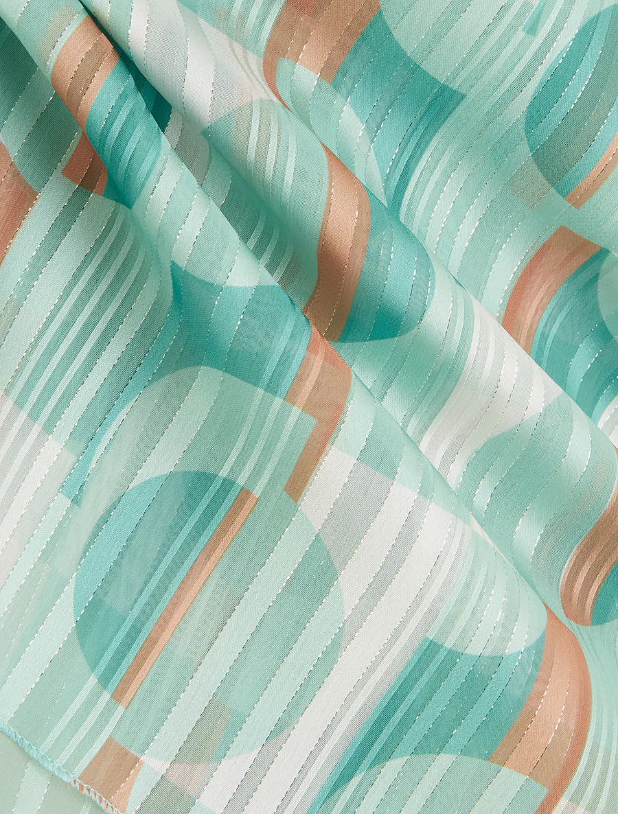 Rechte caraco met iriserend geometrisch patroon - Watergroen - Image 3