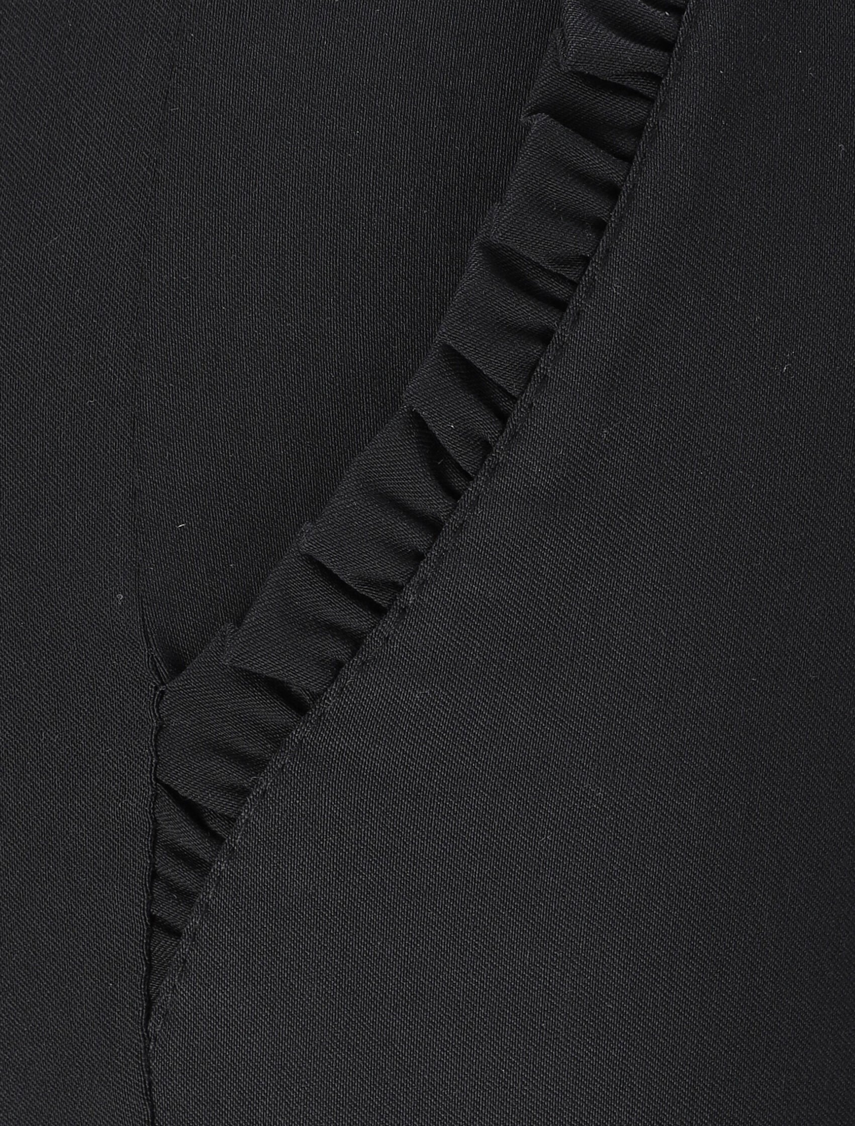 Rechte chino broek met ruches zakken - Zwart - Image 3