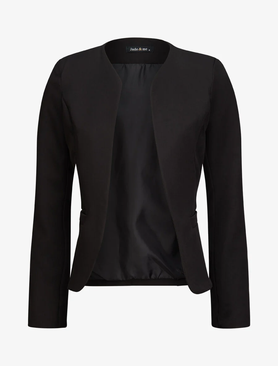 Rechte eenkleurige blazer - Zwart