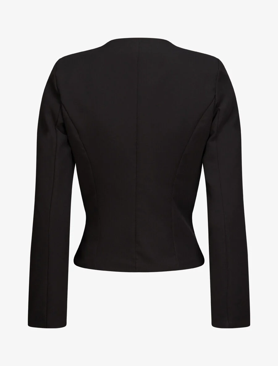Rechte eenkleurige blazer - Zwart - Image 2