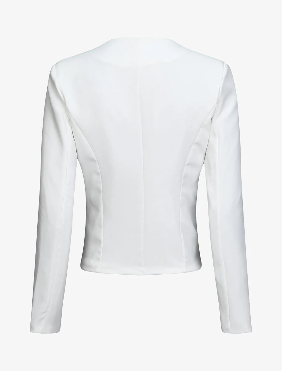 Rechte eenkleurige blazer - Wit - Image 2