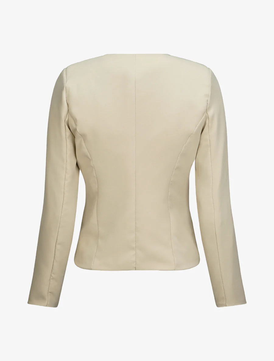 Rechte eenkleurige blazer - Beige - Image 2