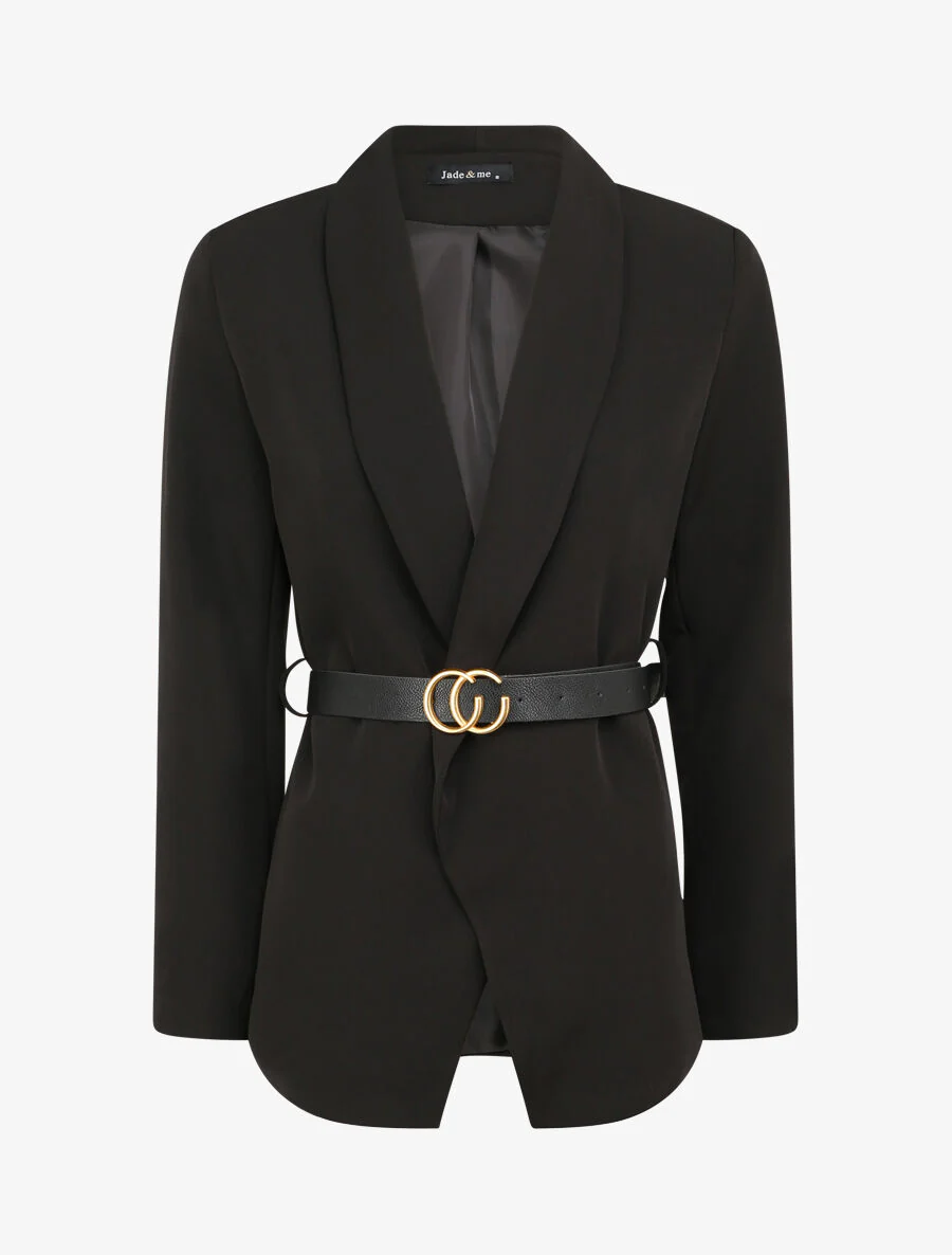 Rechte effen blazer - Zwart