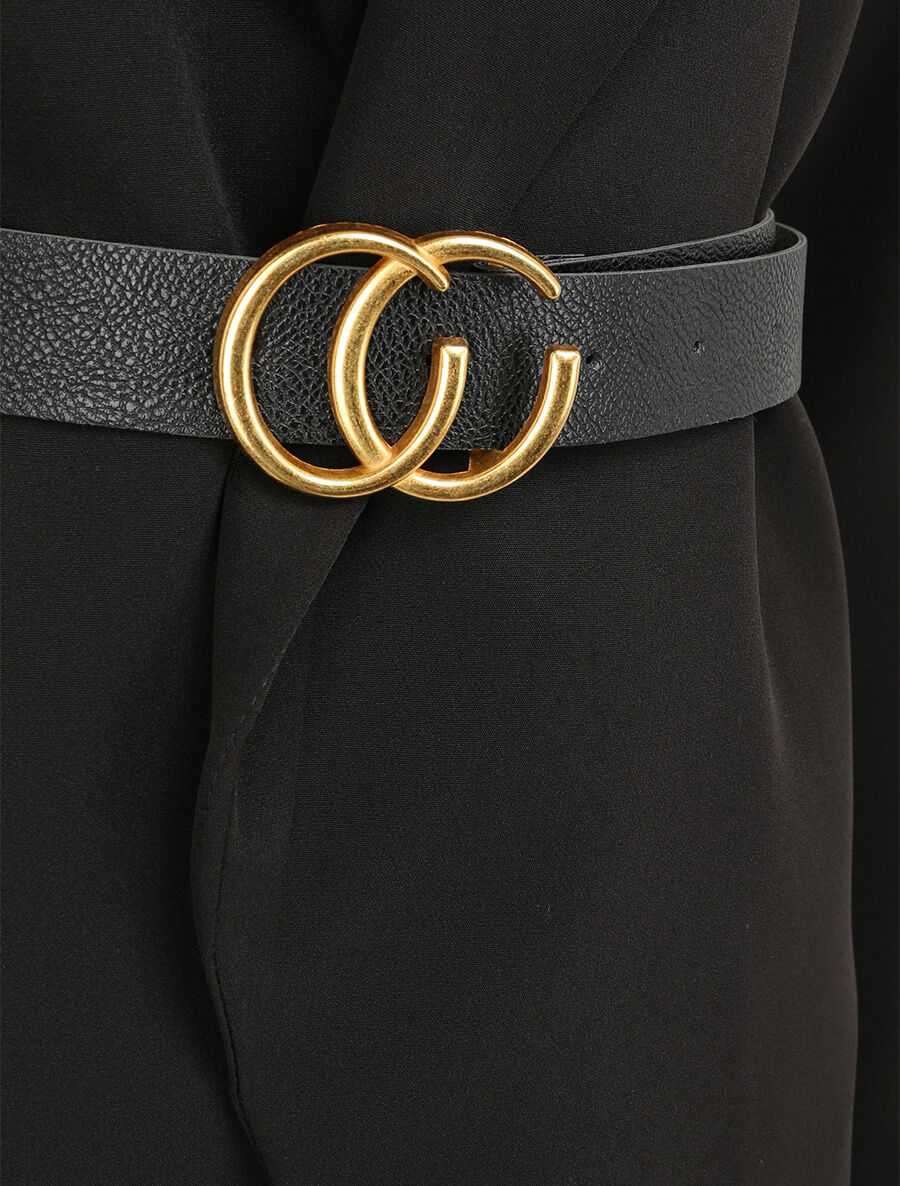 Rechte effen blazer - Zwart - Image 3