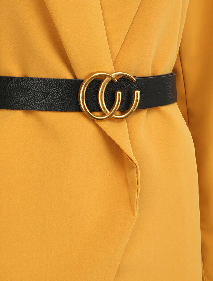 Rechte effen blazer - Mosterdkleurig - Image 3