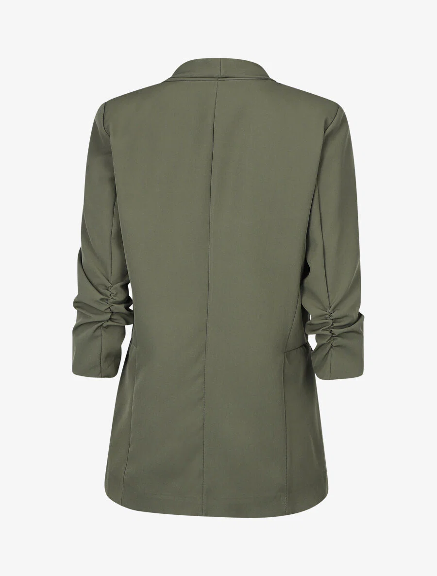Rechte effen blazer met 3/4 mouwen geplooid - Khaki - Image 2
