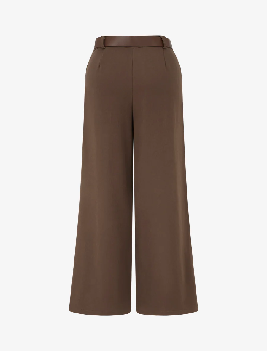 Rechte effen broek met hoge taille - Bruin - Image 2