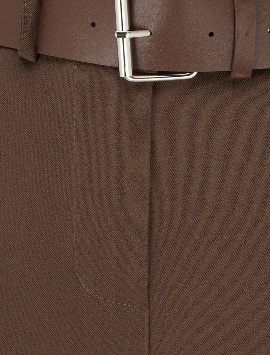 Rechte effen broek met hoge taille - Bruin - Image 3