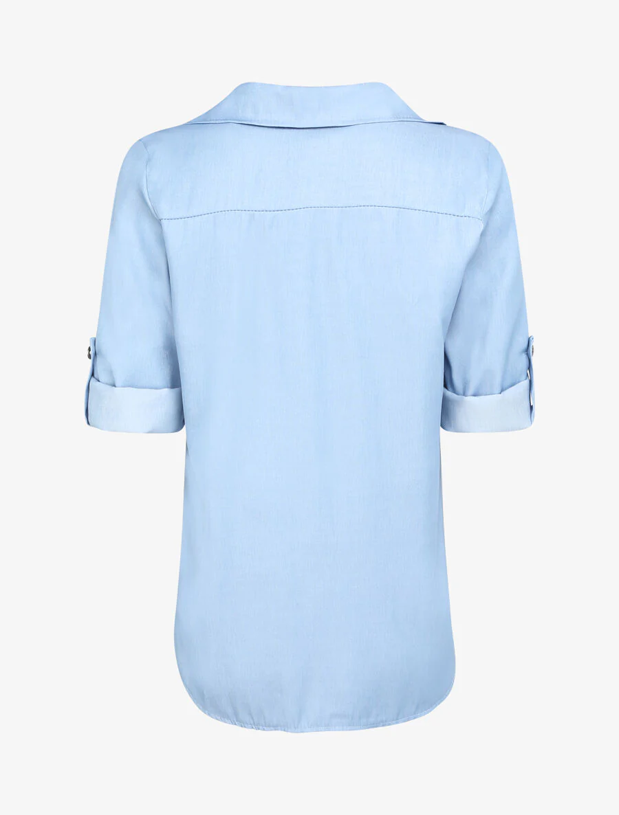 Recht effen overhemd in jeansstijl - Licht denim - Image 2