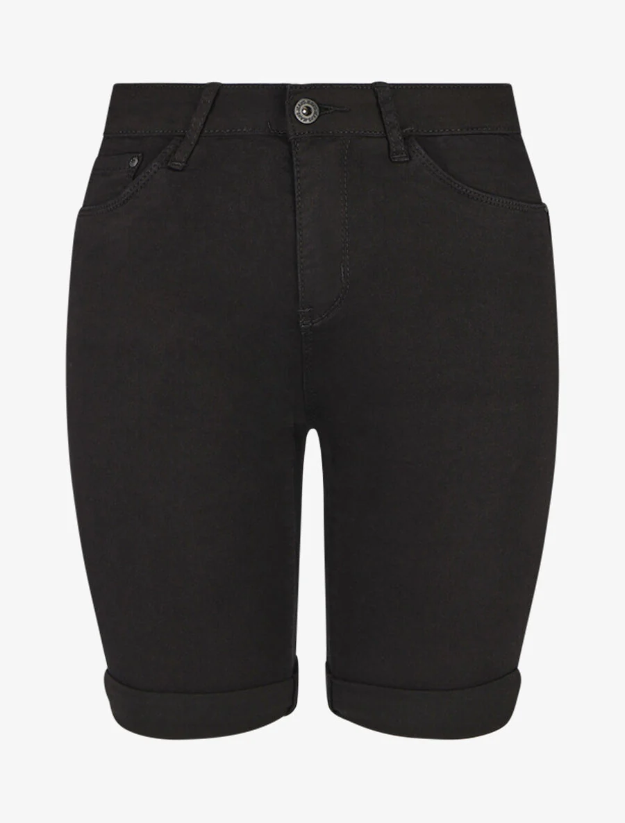 Rechte effen push up bermuda shorts - Zwart