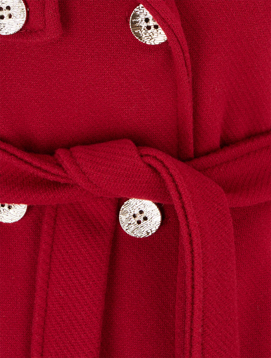 Rechte en gekruiste jas met knopen - Rood - Image 3