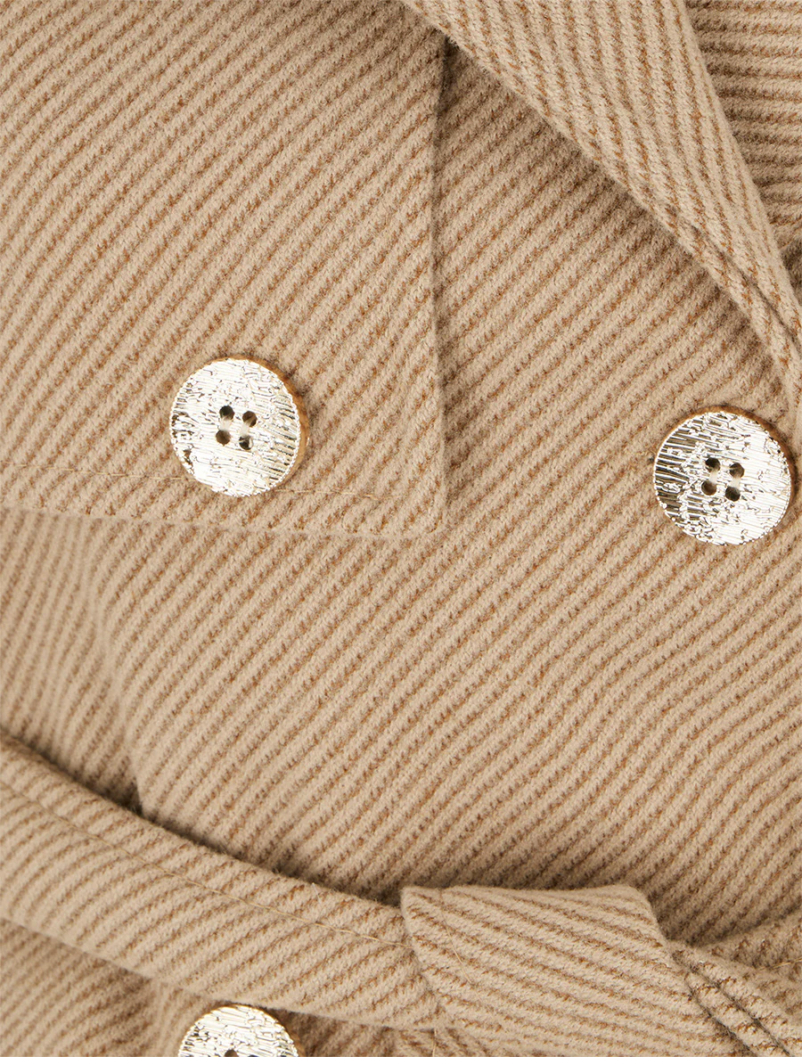 Rechte en gekruiste jas met knopen - Beige - Image 3
