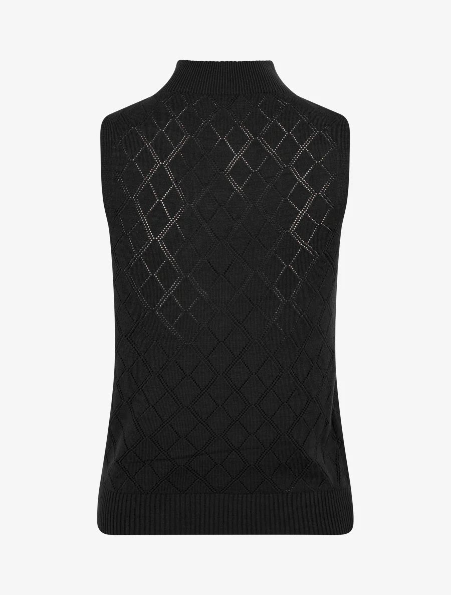 Rechte gebreide tanktop met ruitpatroon. - Zwart - Image 2