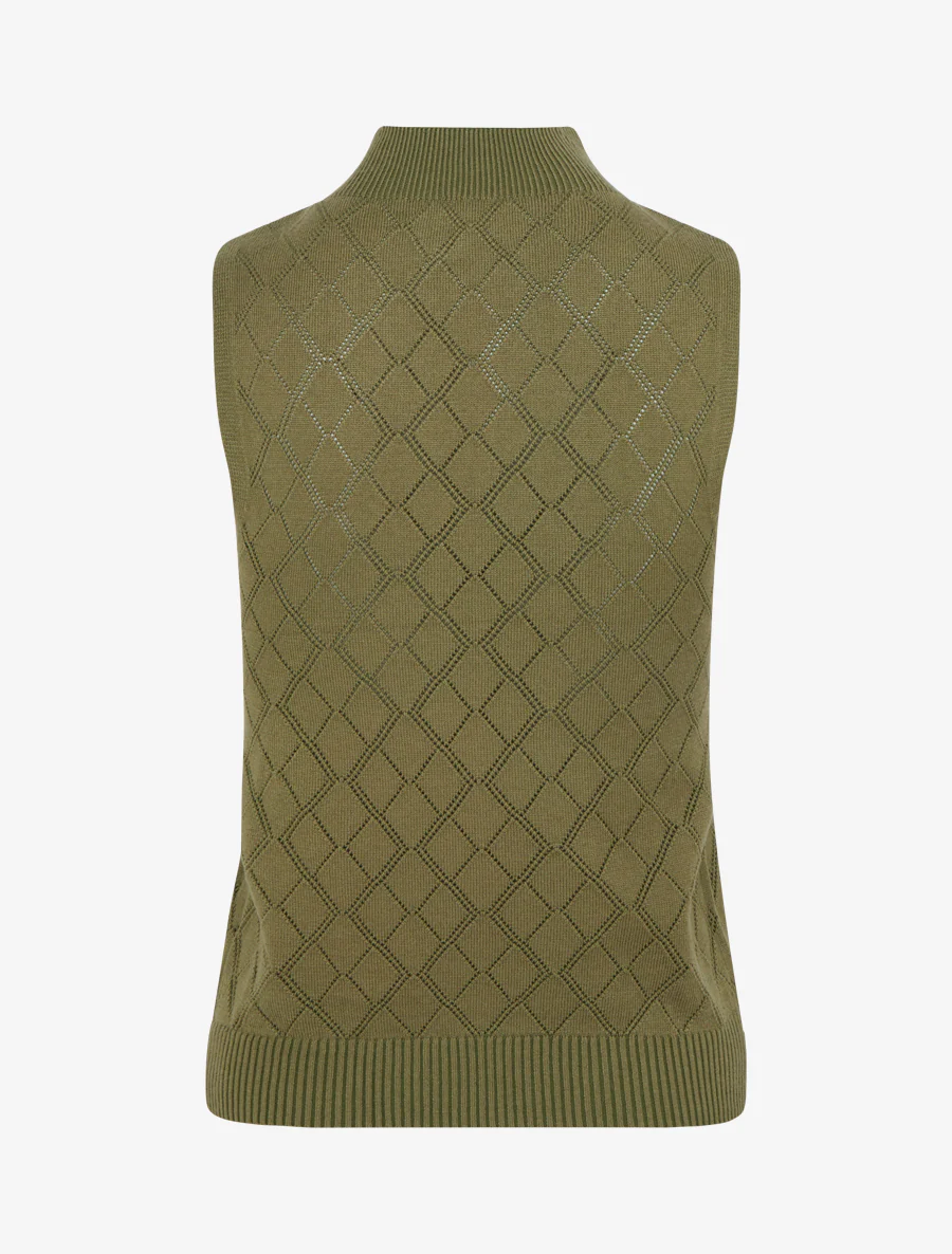 Rechte gebreide tanktop met ruitpatroon. - Kaki - Image 2