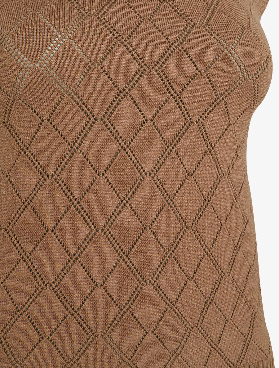 Rechte gebreide tanktop met ruitpatroon. - Bruin - Image 3