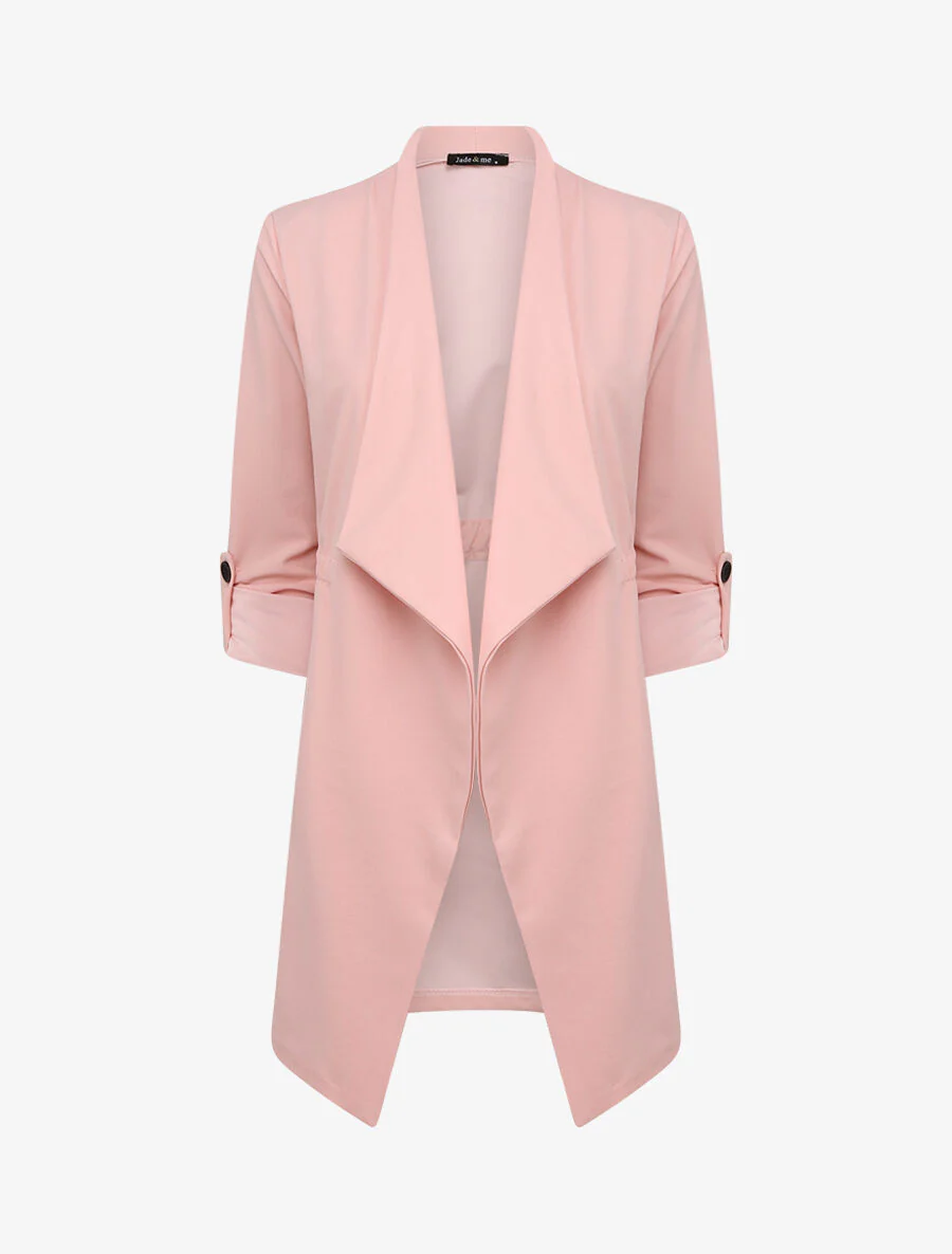 Rechte halflange effen trenchcoat - Poederroze