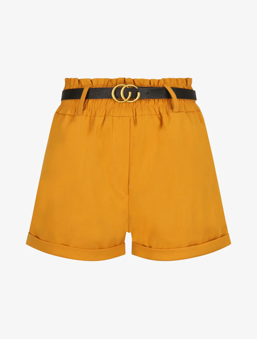 Rechte. hoge. elastische. strakke broek - Mosterdkleurig