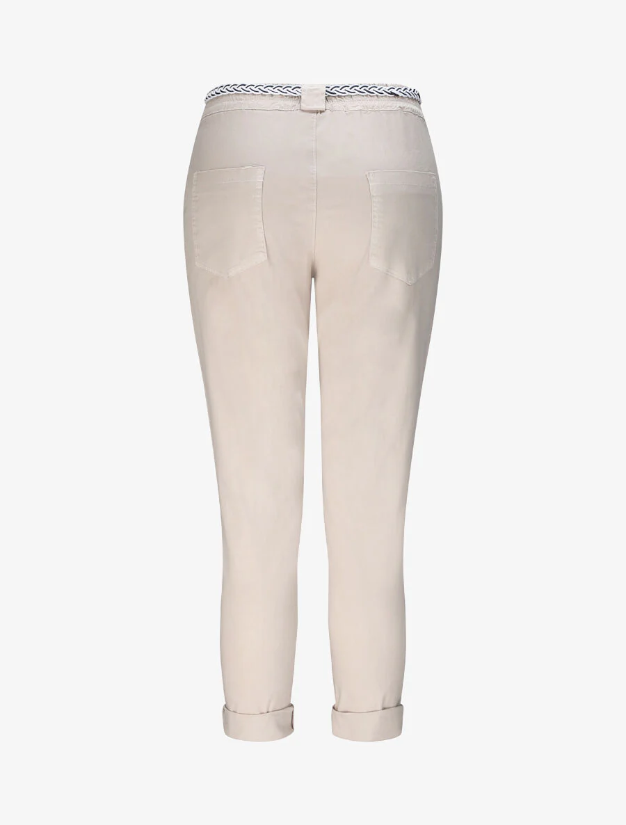 Rechte hoge taille elastische broek - Beige - Image 2