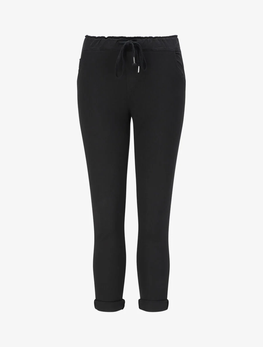 Rechte hoge taille gedrapeerde broek - Zwart