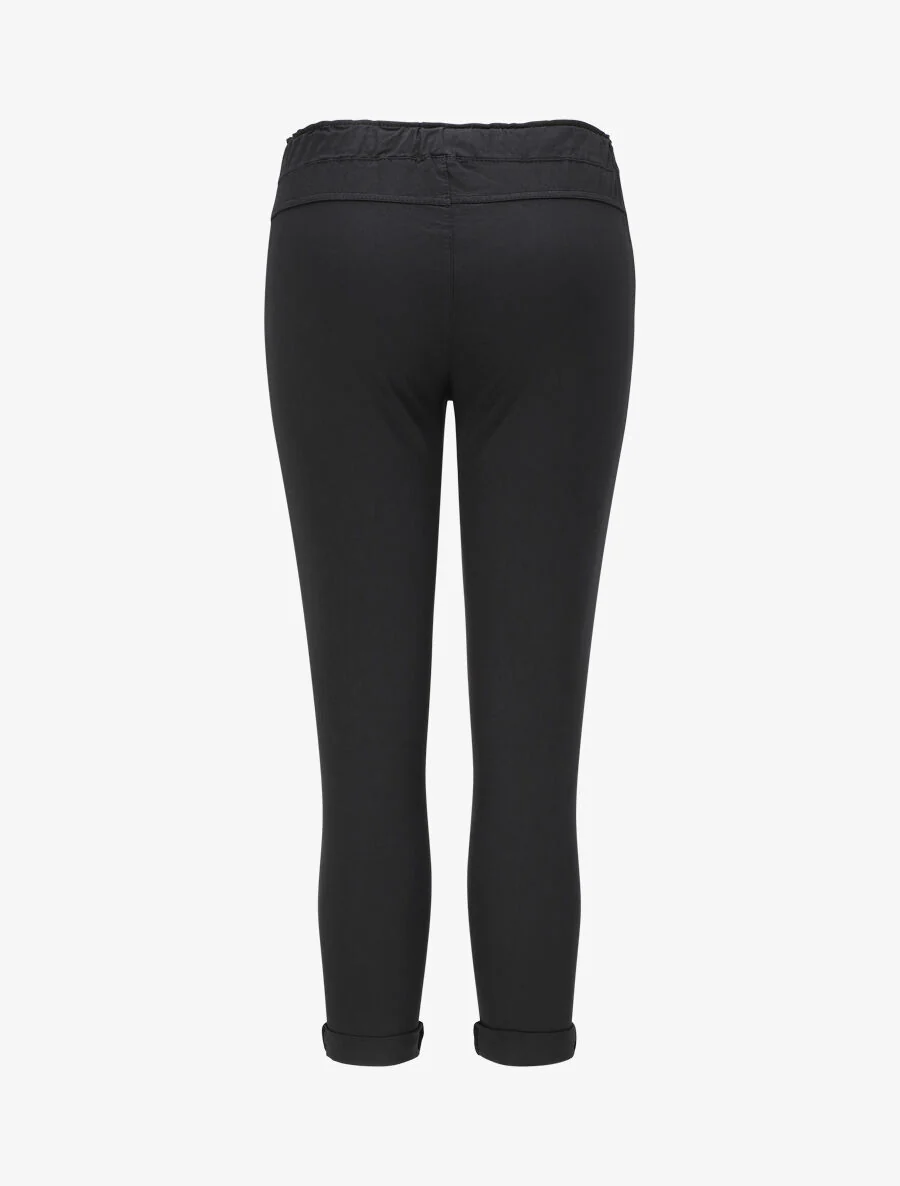 Rechte hoge taille gedrapeerde broek - Zwart - Image 2