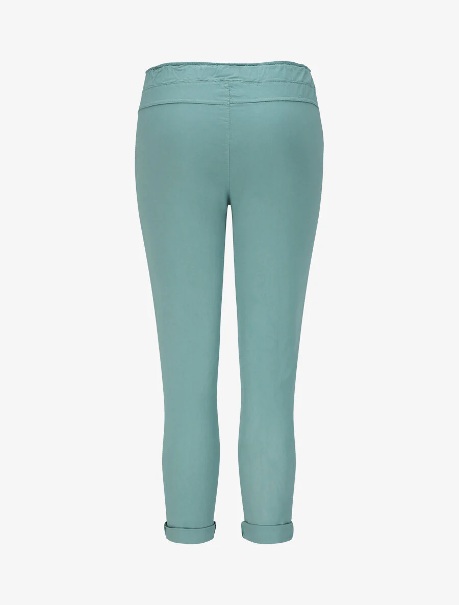 Rechte hoge taille gedrapeerde broek - Zeegroen - Image 2