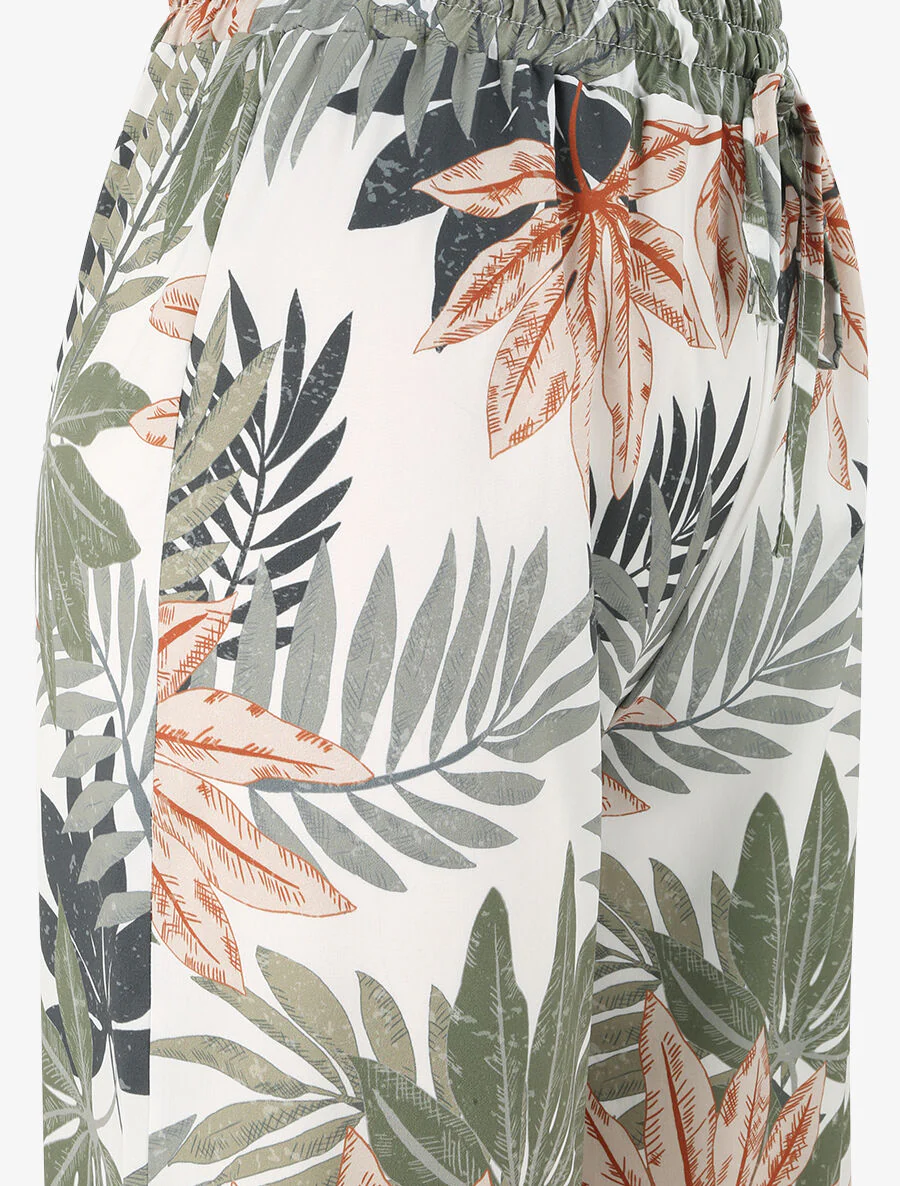 Rechte hoge taille tropische afgedrukte broek - Wit - Image 3
