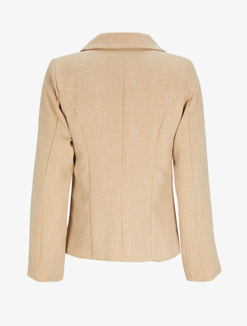 Recht jasje gemêleerd - Beige - Image 2