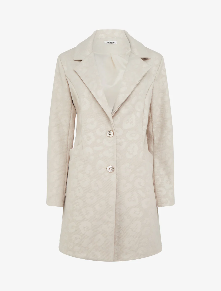 Rechte jas met luipaardmotief - Beige
