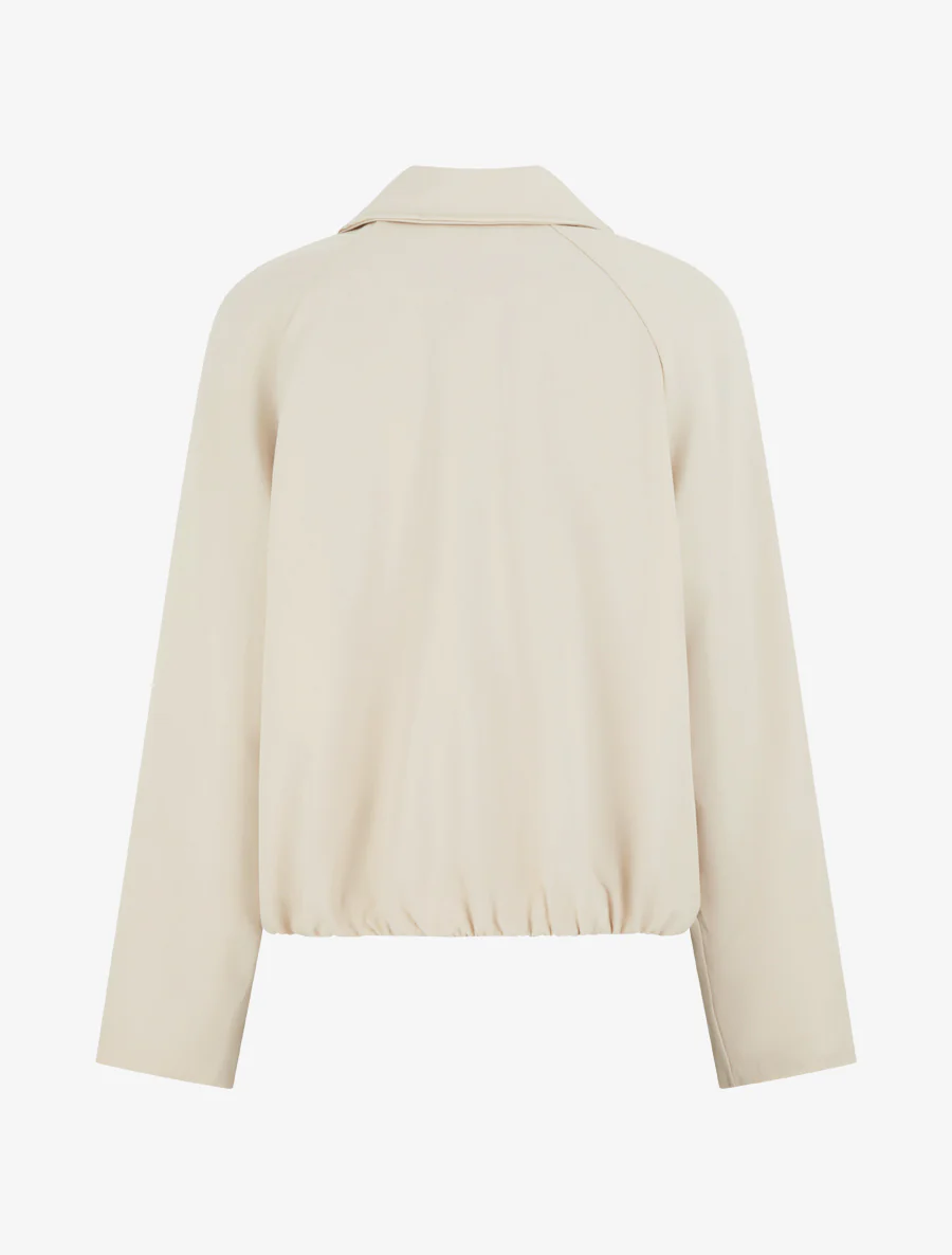 Rechte jas met ritssluiting en overhemdkraag - Beige - Image 2