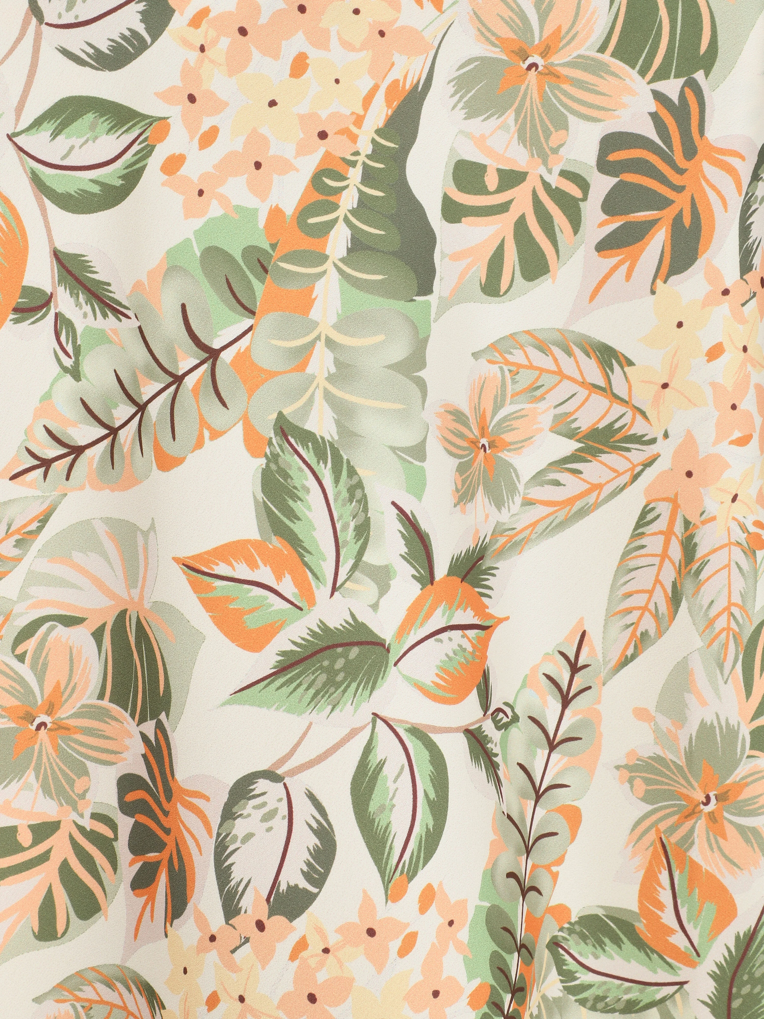 Rechte jas met tropische print - Beige - Image 3