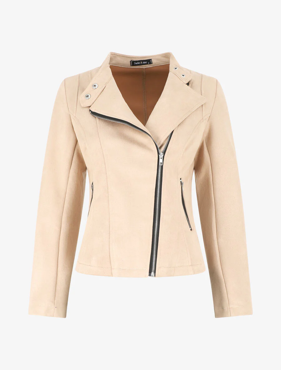 Rechte jas van suedine - Beige