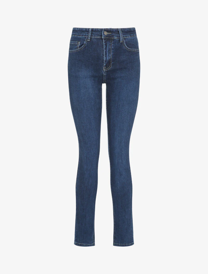 Jeans met achterzakken met strass - Blauw