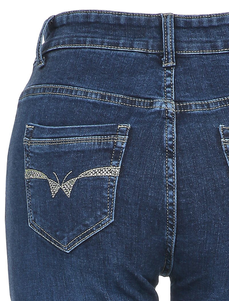 Jeans met achterzakken met strass - Blauw - Image 3