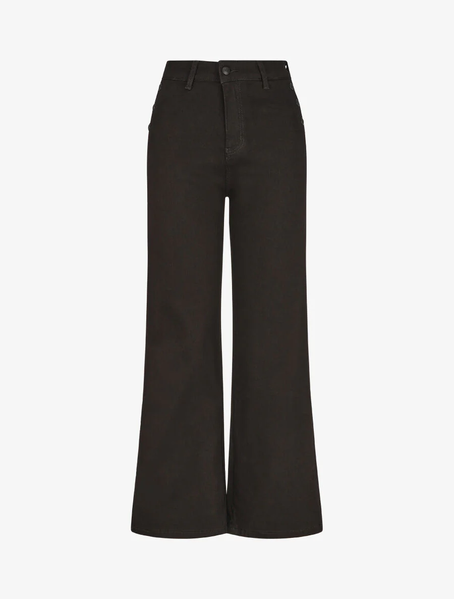 Rechte jeans met hoge taille - zwart