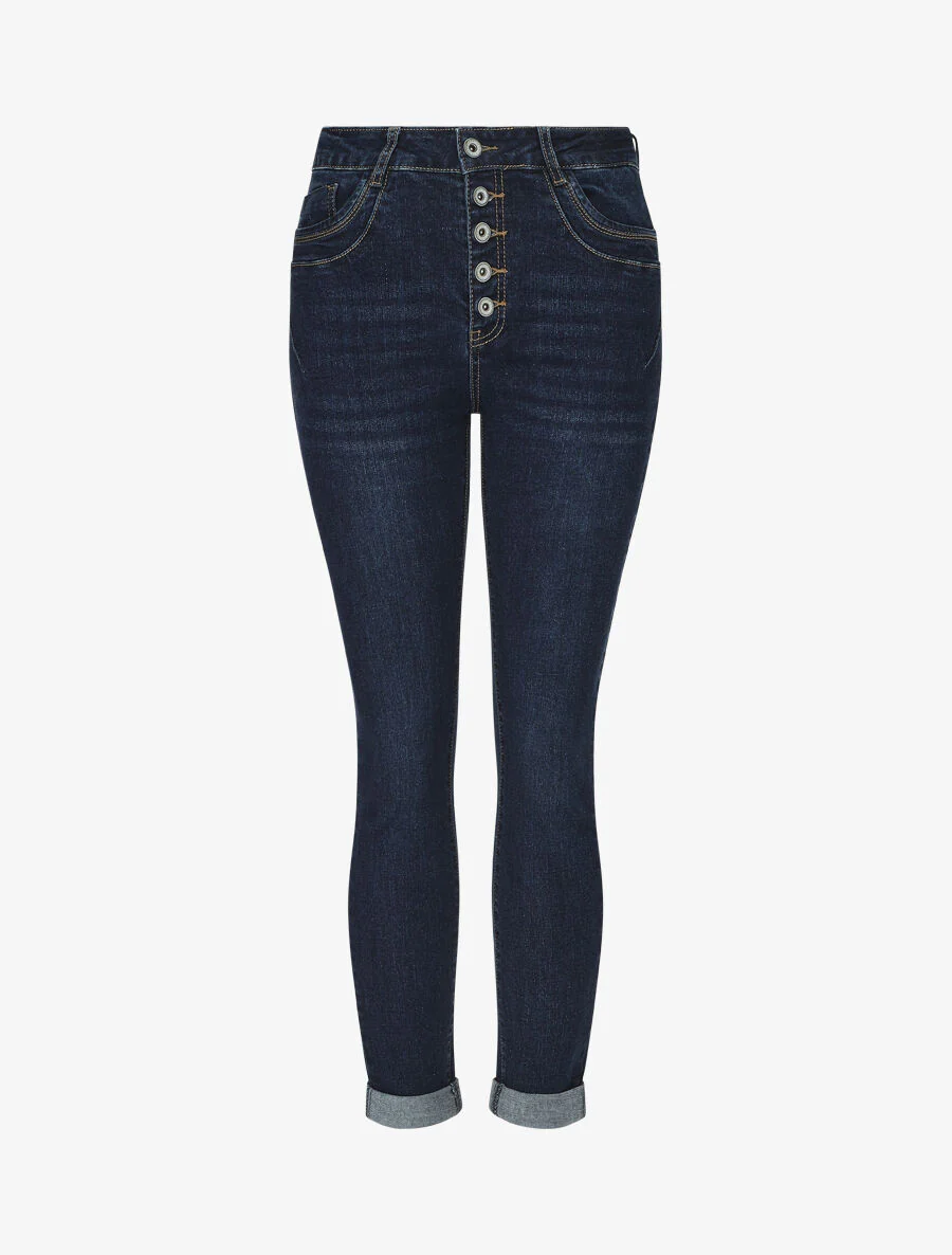 Rechte jeans met hoge taille - blauw