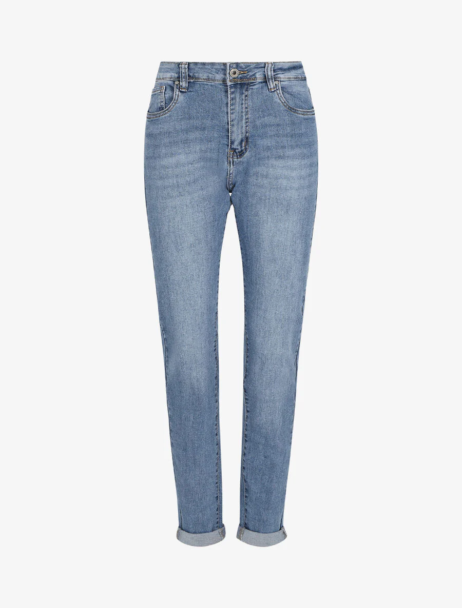 Jean met omgeslagen pijpen - Blauw denim