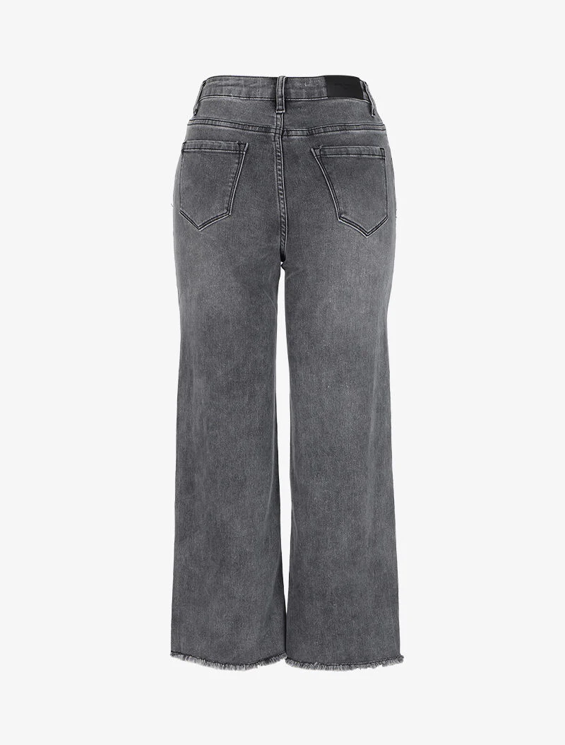 Rechte jeans met rauwe randen - Grijs - Image 2