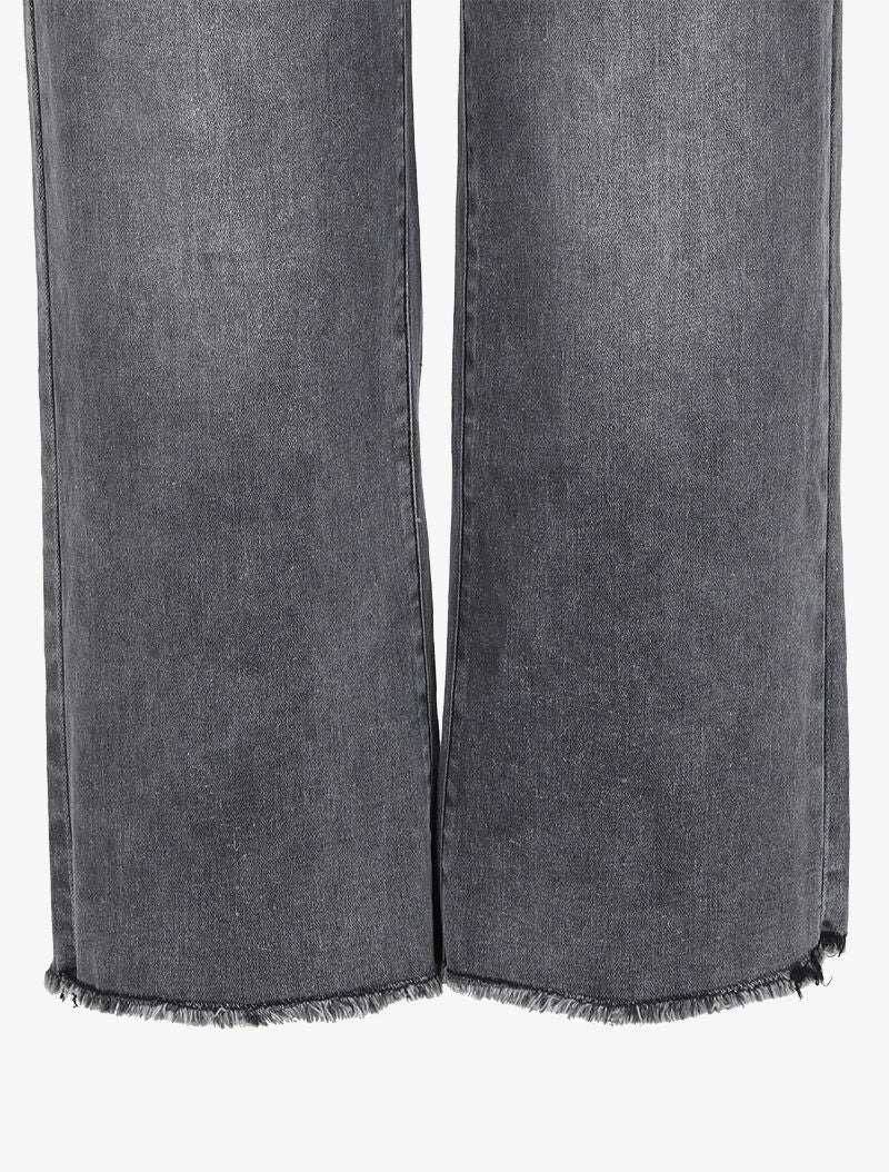Rechte jeans met rauwe randen - Grijs - Image 3