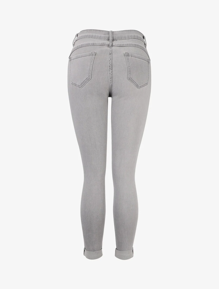 Rechte jeans met revers - Grijs - Image 2