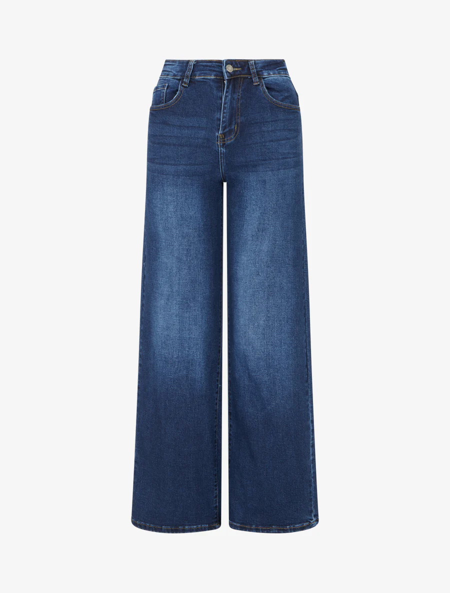 Rechte jeans met strasszakken - Blauw