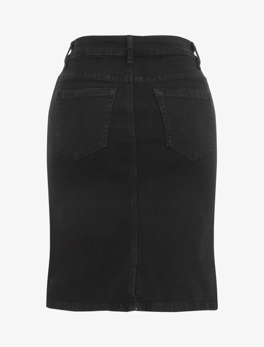 Rechte jeansrok - Zwart - Image 2