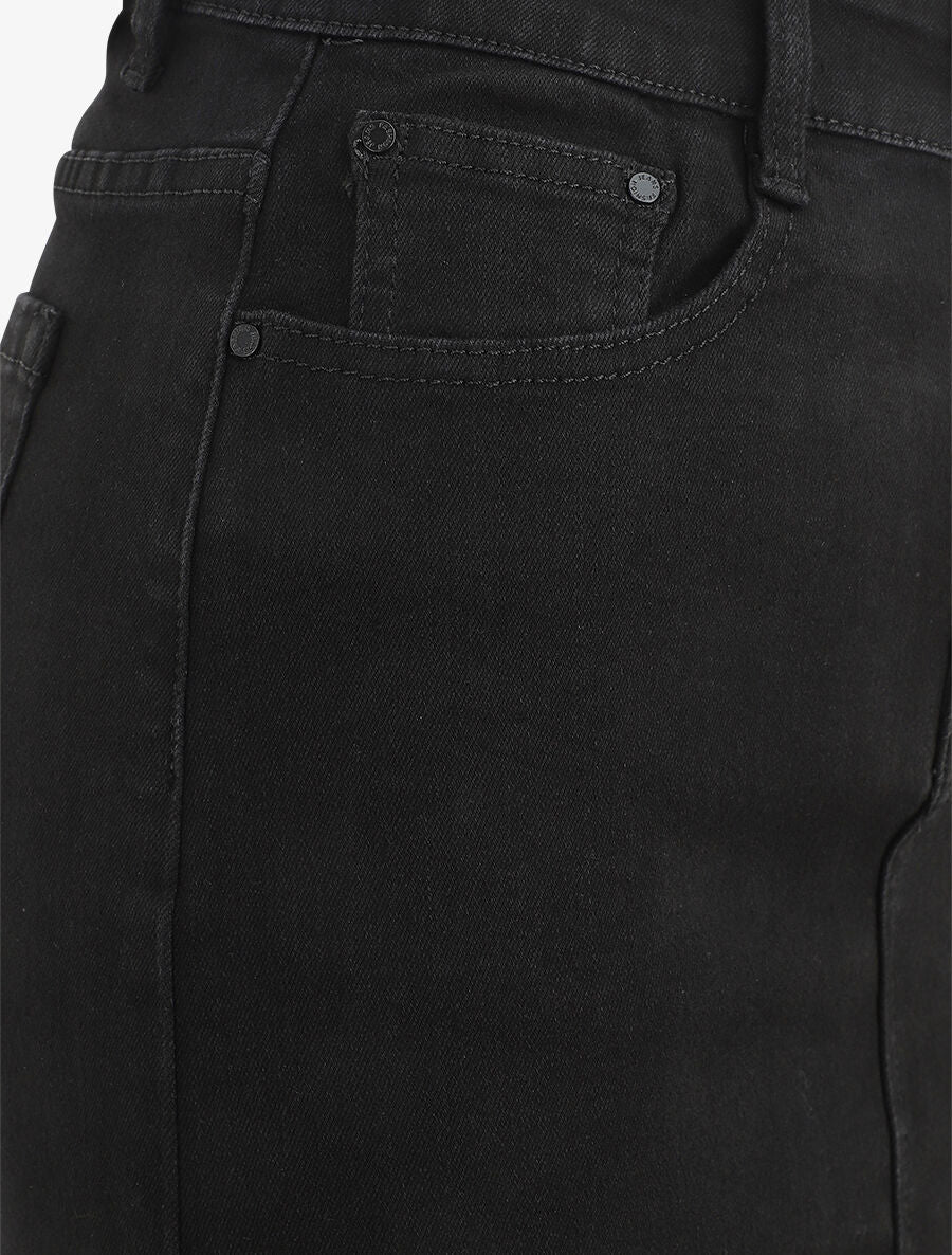 Rechte jeansrok - Zwart - Image 3