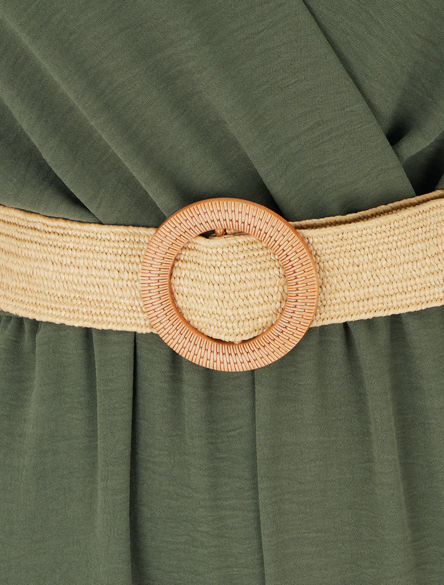 Rechte jumpsuit met korte mouwen - Kaki - Image 3